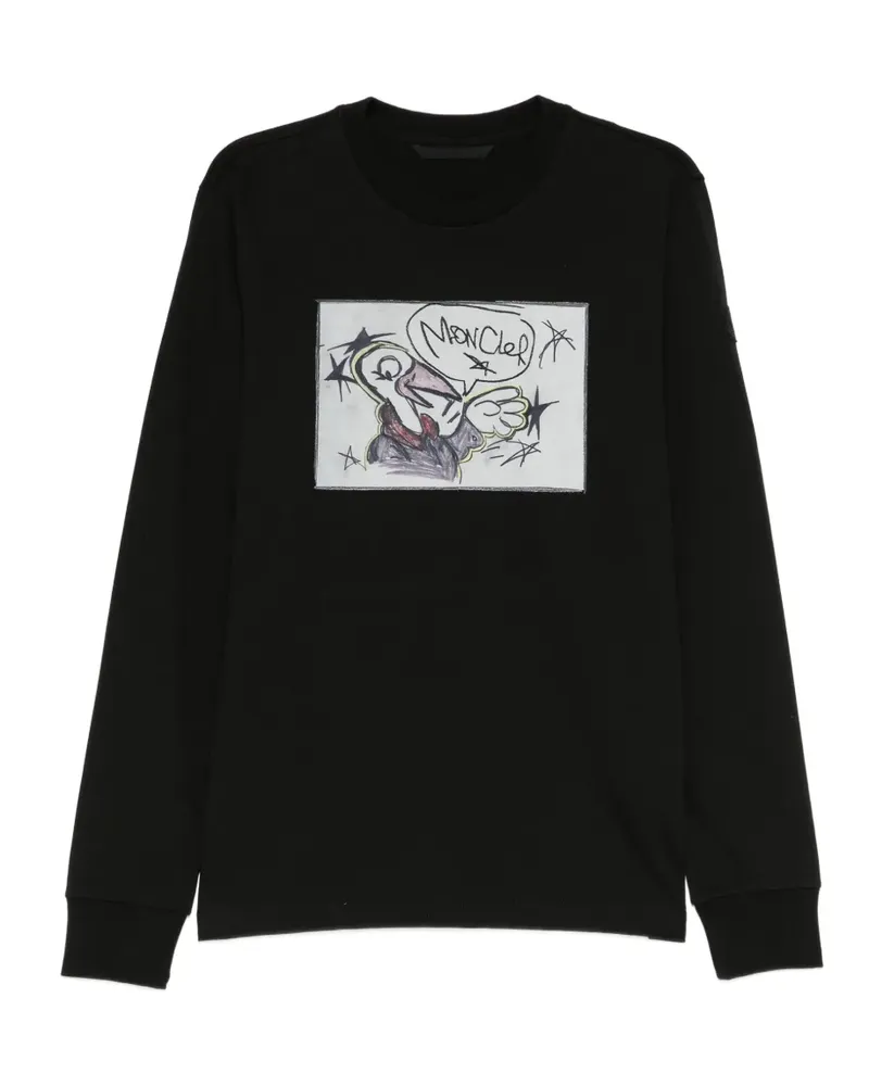 Moncler T-Shirt mit grafischem Print - Schwarz Schwarz