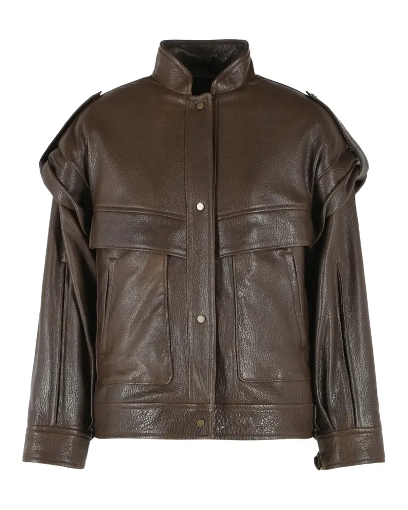Salvatore Santoro leather bomber jacket - Braun Braun