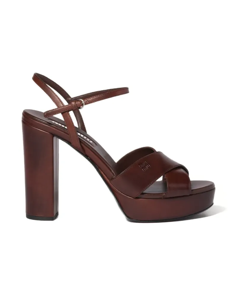 Miu Miu leather platform sandals - Braun Braun