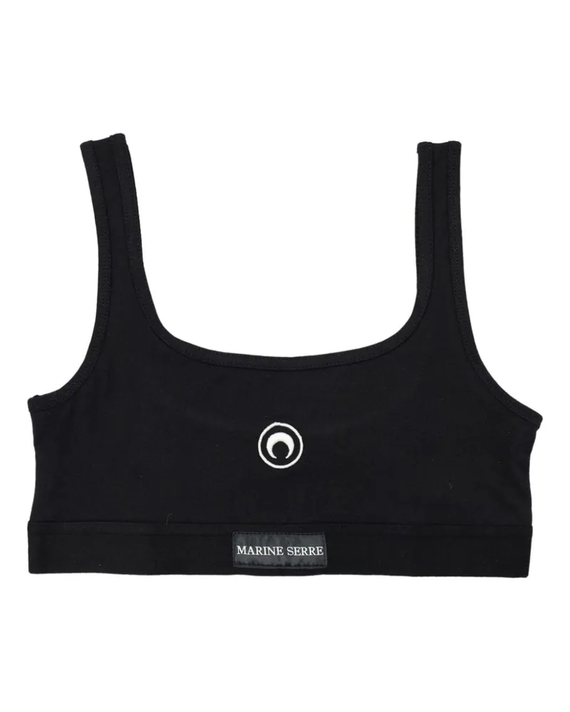 Marine Serre BH mit Crescent Moon-Stickerei - Schwarz Schwarz