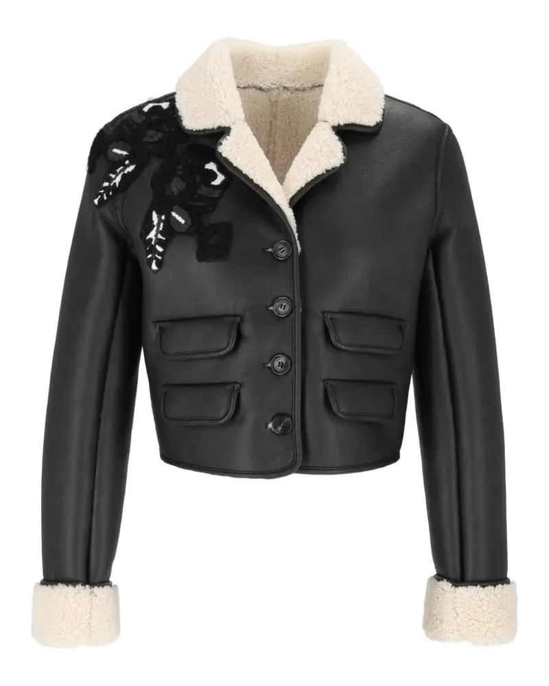 Ermanno Scervino embroidered faux-shearling jacket - Schwarz Schwarz