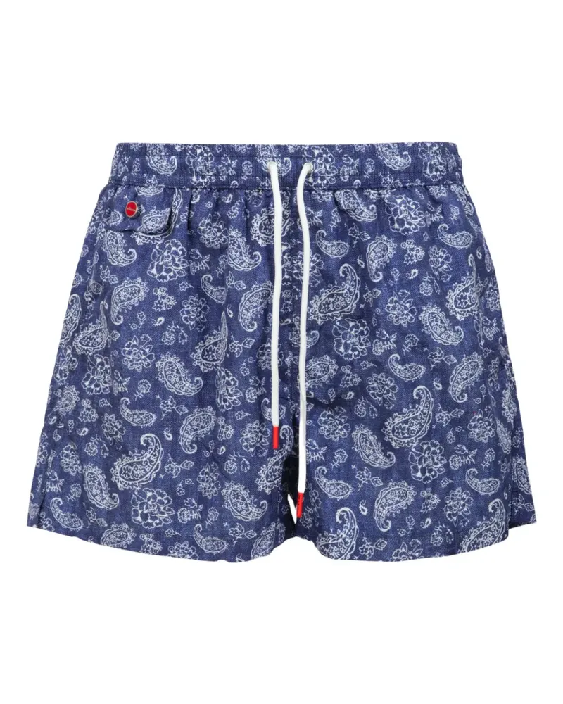 Kiton Badeshorts mit Paisley-Print - Blau Blau