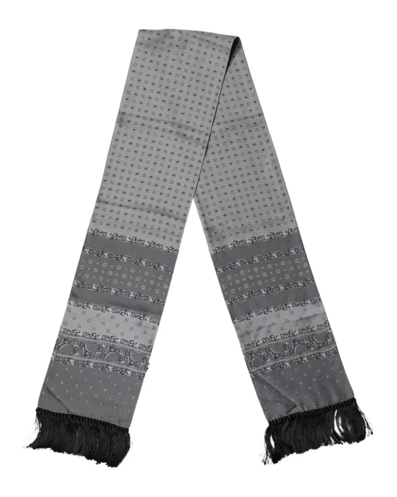 Dolce & Gabbana patterned fringed scarf - Grau Grau