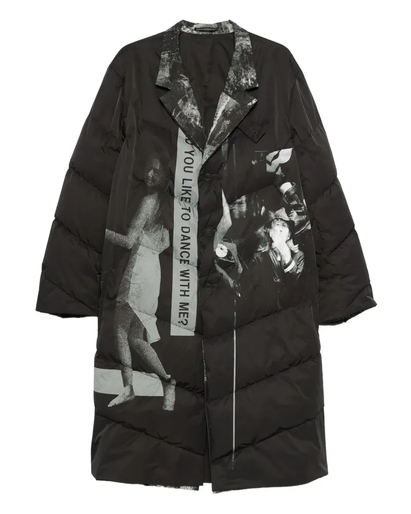 Yohji Yamamoto Gefütterter Mantel - Schwarz Schwarz