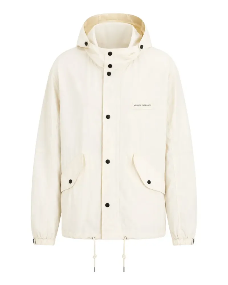 Armani Exchange logo-patch crinkled parka - Nude Nude