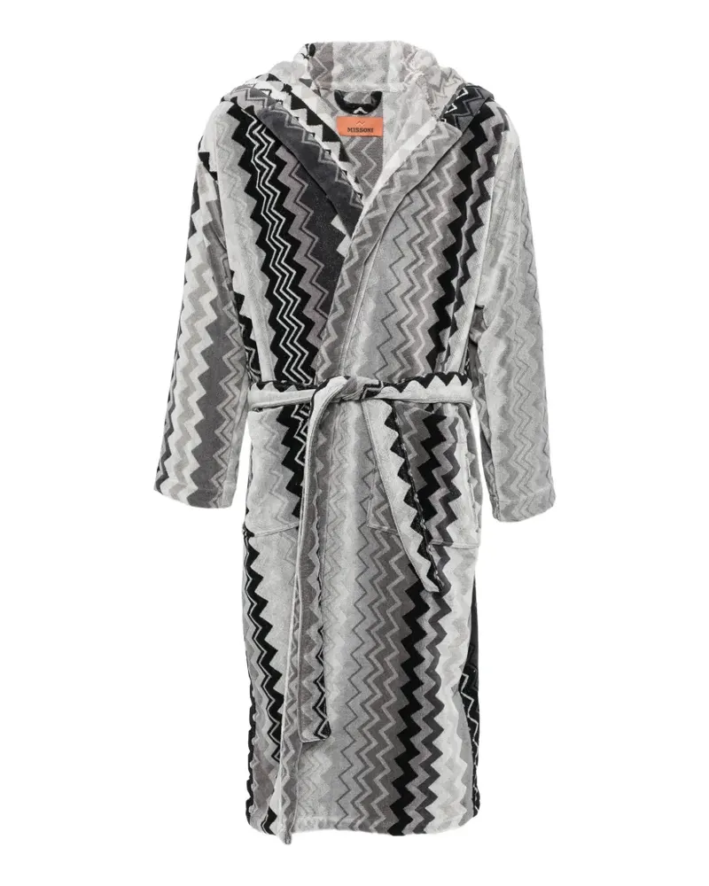 Missoni Home zigzag-print hooded dressing gown - Grau Grau