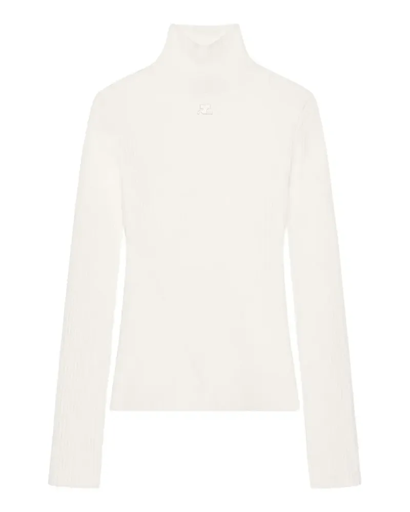 Courrèges Rollkragenoberteil mit Logo-Stickerei - Weiß Weiß