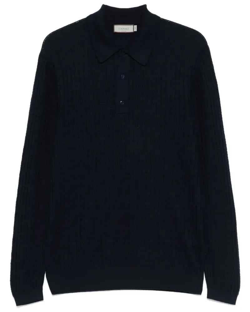 Canali Gestricktes Poloshirt - Blau Blau