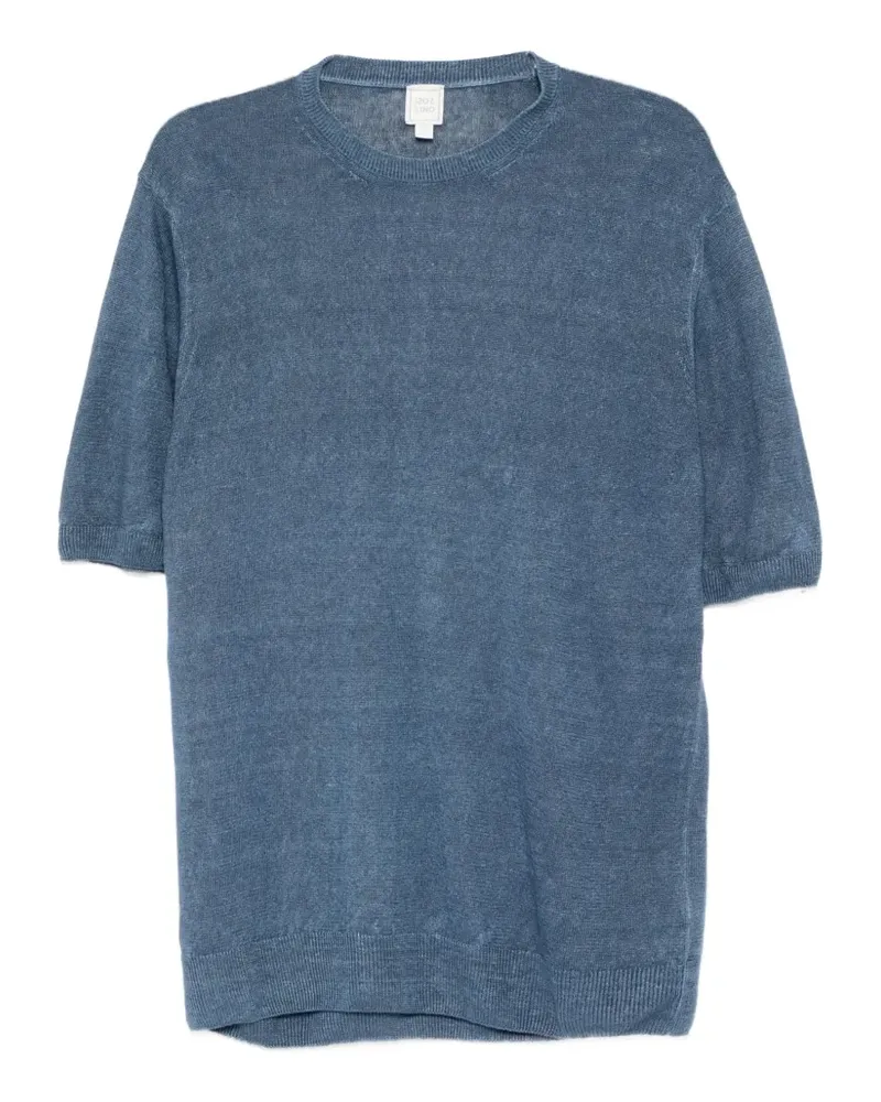120% Lino linen short-sleeved T-shirt - Blau Blau