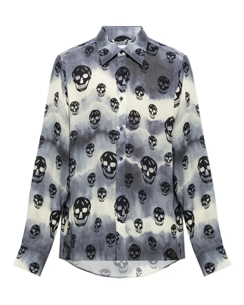 Alexander McQueen skull-motif tie-dye shirt - Grau Grau
