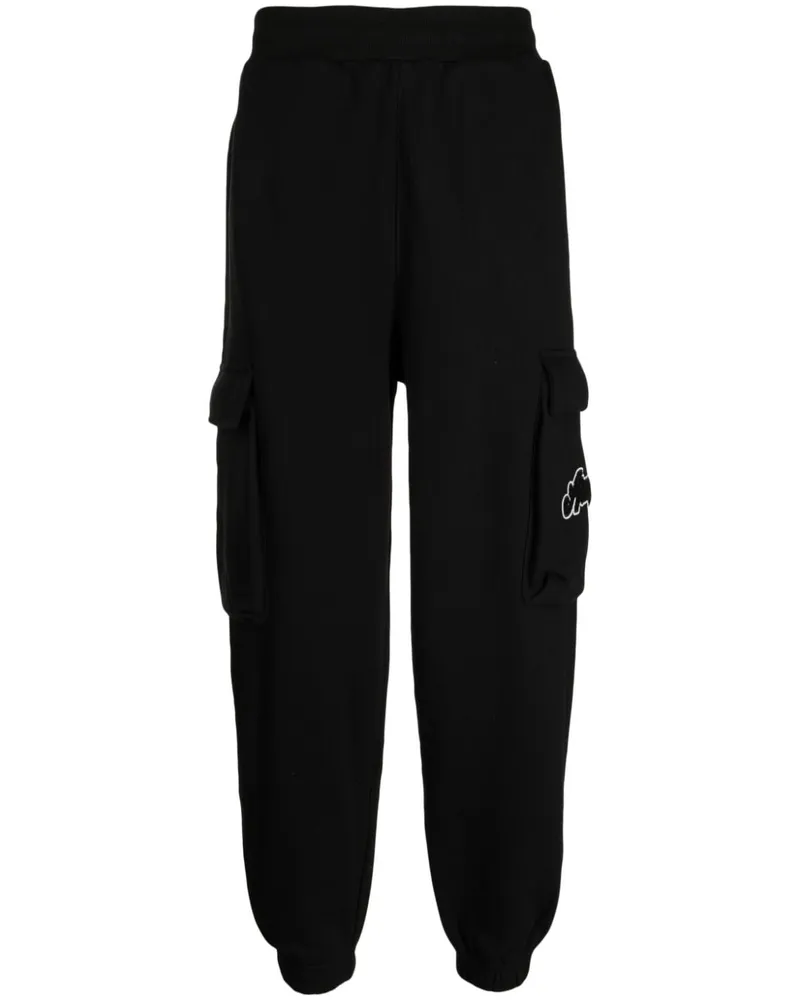 Izzue Gerade Cargohose mit Logo-Applikation - Schwarz Schwarz