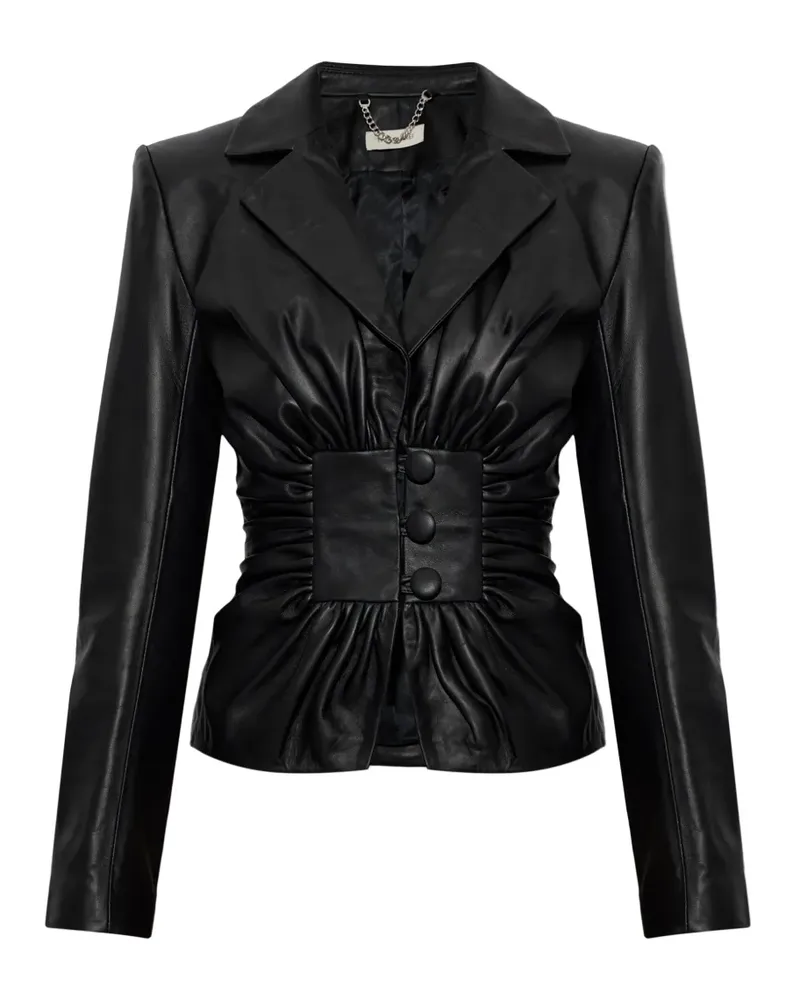 THE MANNEI drape-detailing leather blazer - Schwarz Schwarz