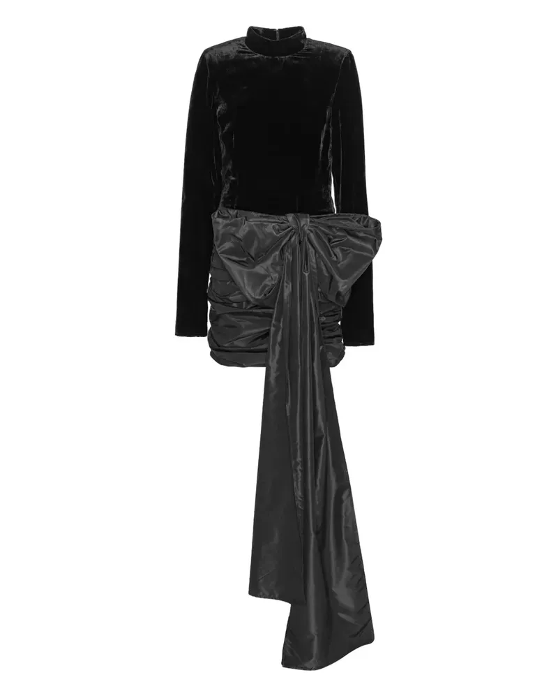 ROTATE Birger Christensen Minikleid mit Samtschleife - Schwarz Schwarz