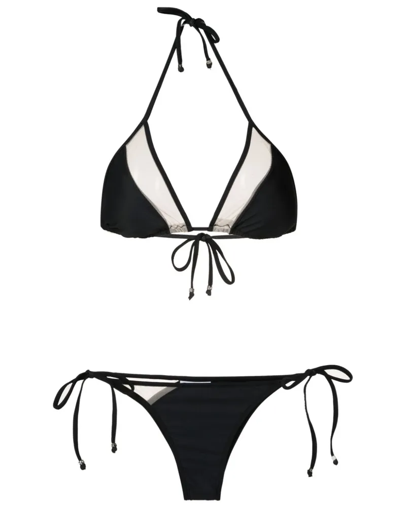 Amir Slama Triangel-Bikini mit transparenten Einsätzen - Schwarz Schwarz