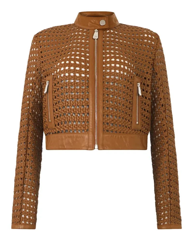 Philipp Plein Taillierte Lederjacke - Braun Braun