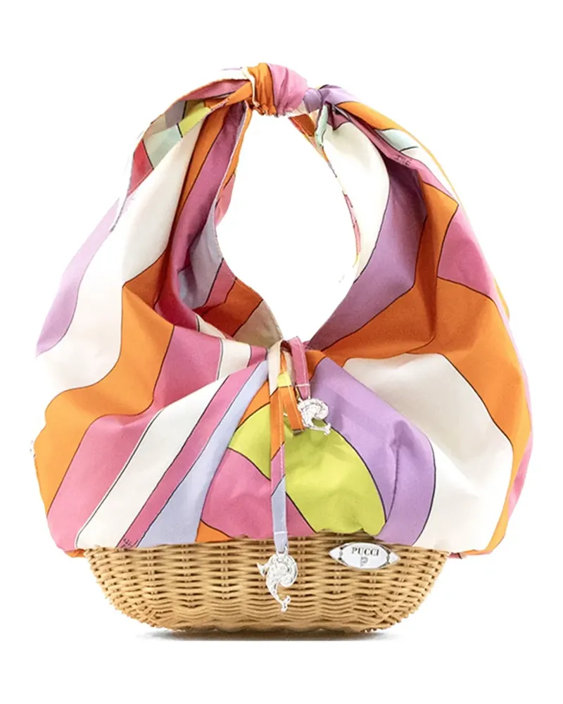 Emilio Pucci Picnic Iride-print woven bucket bag - Rosa Rosa