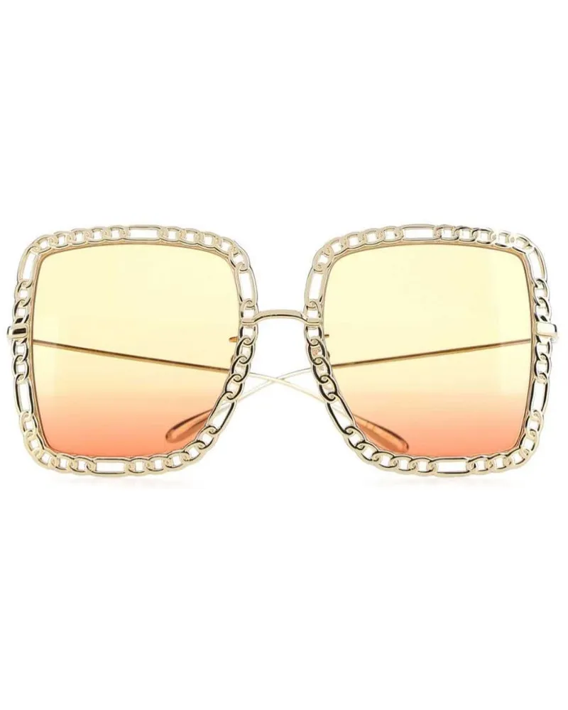 Gucci Eckige Sonnenbrille mit Kettendetail - Gold Gold