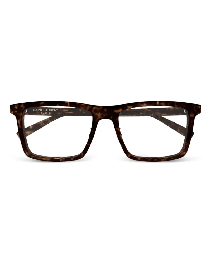 Saint Laurent tortoiseshell-effect rectangle-frame glasses - Braun Braun