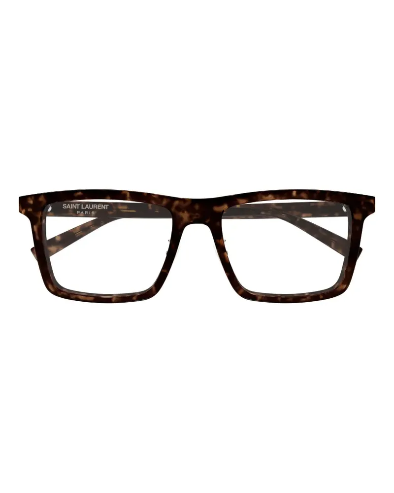 Saint Laurent tortoiseshell-effect rectangle-frame glasses - Braun Braun