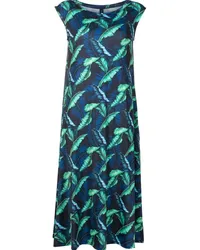 Lygia & Nanny Tie Midikleid mit Blatt-Print Blau