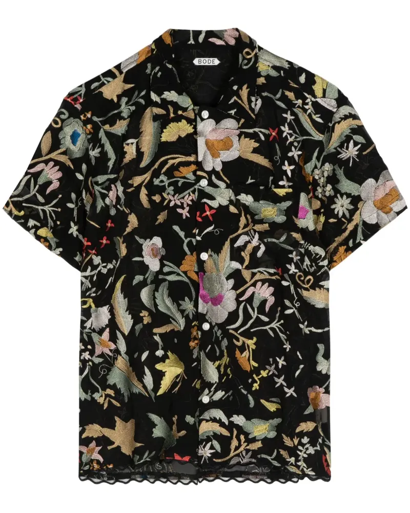 BODE Heirloom Hemd mit Blumen-Print - Schwarz Schwarz