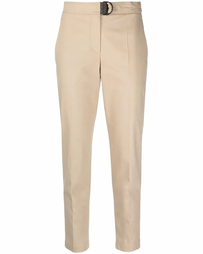 Brunello Cucinelli Schmale Cropped-Hose - Nude Nude