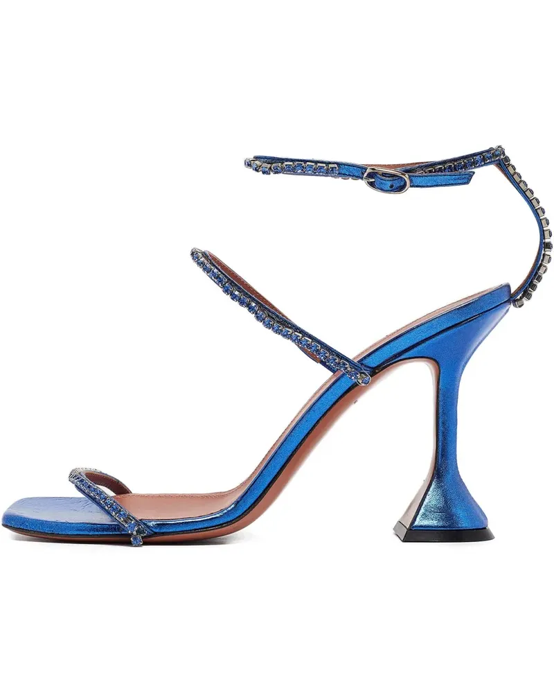 Amina Muaddi Gilda Sandalen mit Kristallen 100mm - Blau Blau
