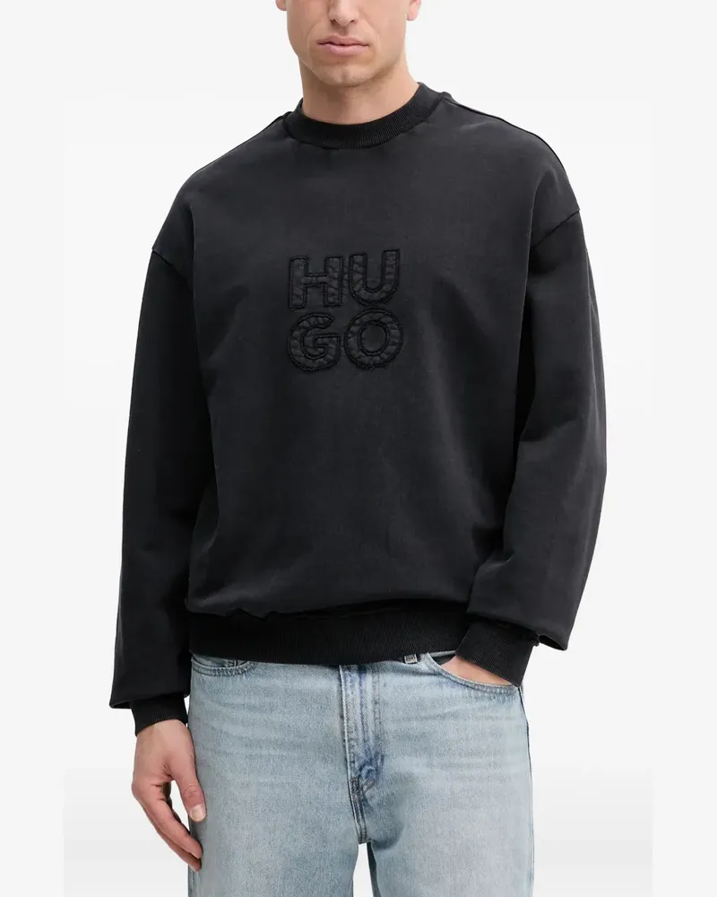 HUGO BOSS logo-embroidered sweatshirt - Schwarz Schwarz
