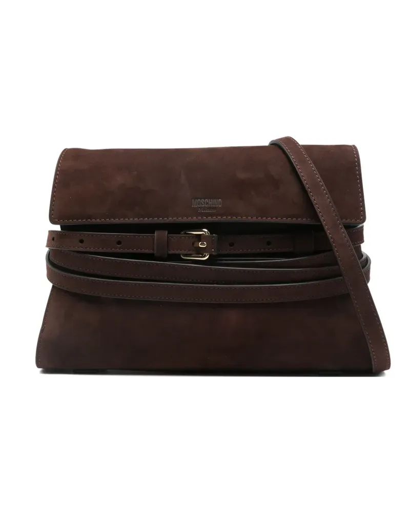 Moschino buckle leather shoulder bag - Braun Braun