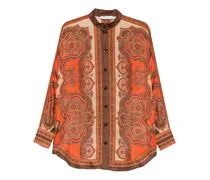 Mahon paisley-print silk shirt - Orange