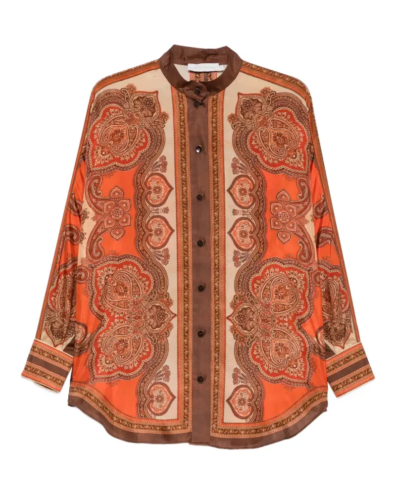 Zimmermann Mahon paisley-print silk shirt - Orange Orange