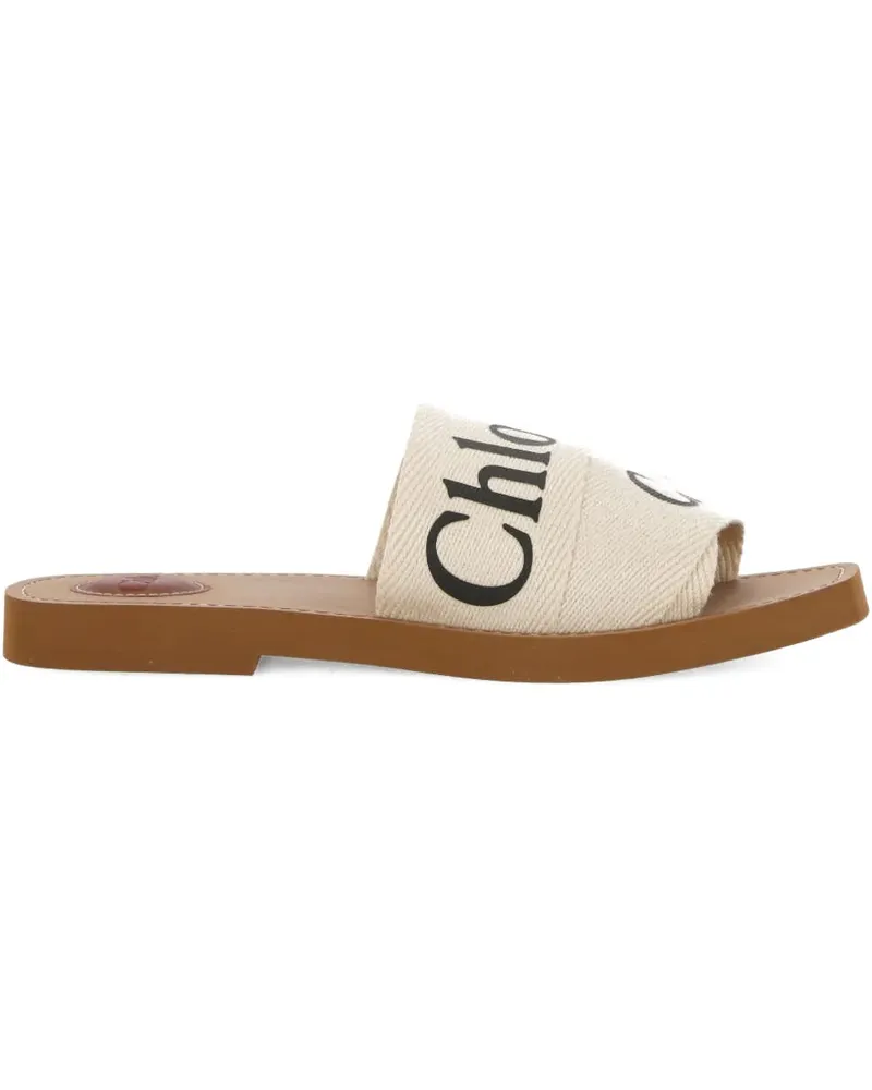 Chloé logo flat sandals - Nude Nude