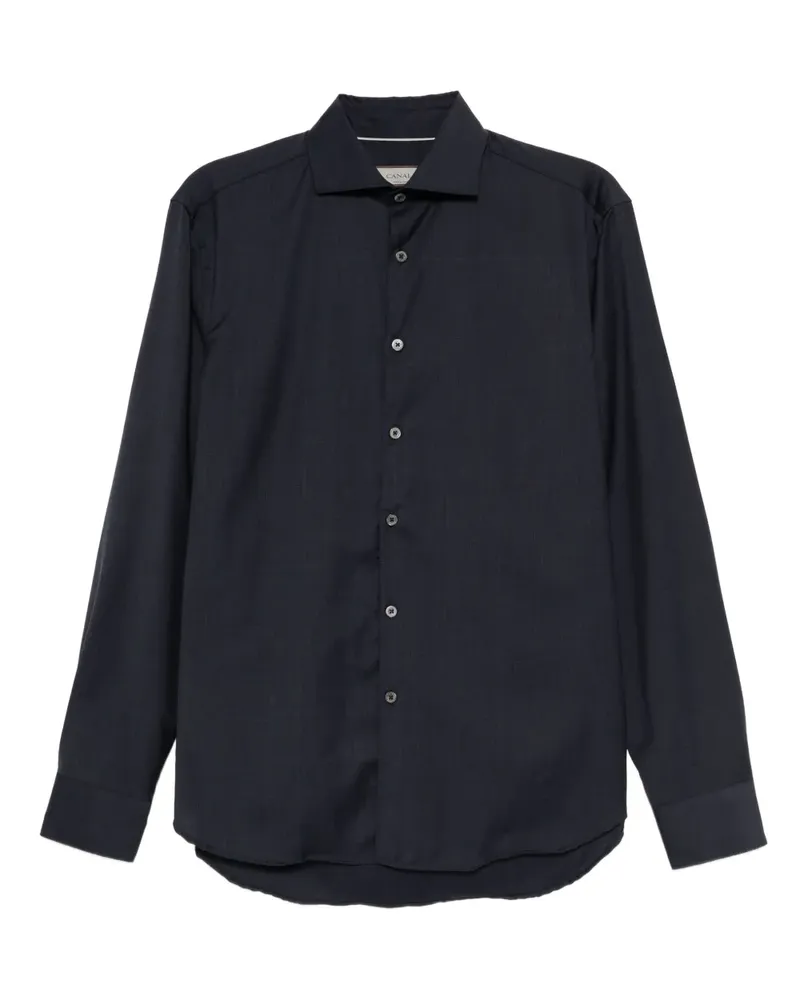 Canali Oxford-Hemd aus Wolle - Blau Blau