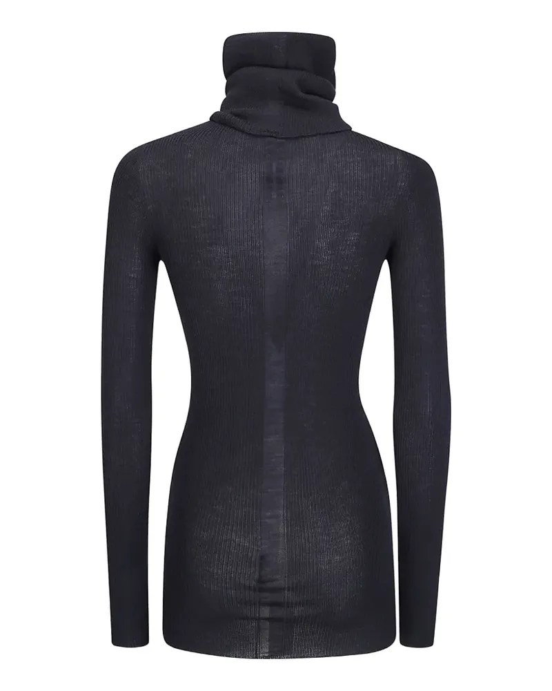Rick Owens Gerippter LS Tube Rollkragenpullover - Schwarz Schwarz