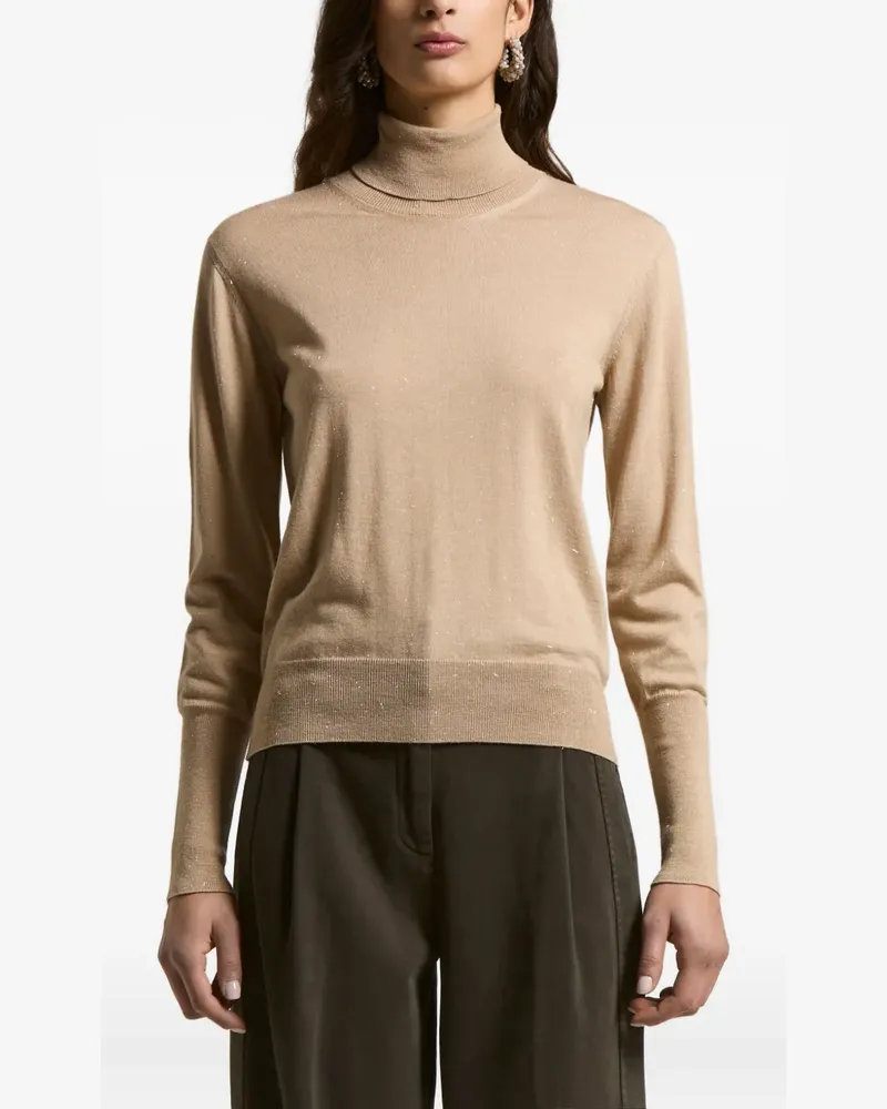Peserico Rollkragen-Pullover mit Glitter-Detail - Nude Nude