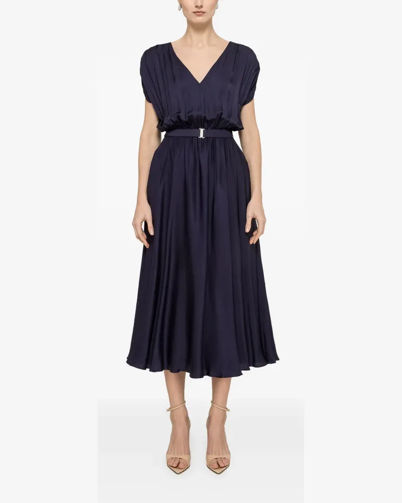 NISSA belted V-neck midi dress - Blau Blau