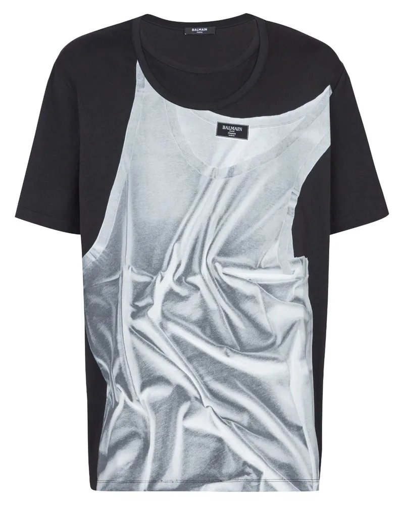 Balmain T-Shirt mit grafischem Print - Schwarz Schwarz