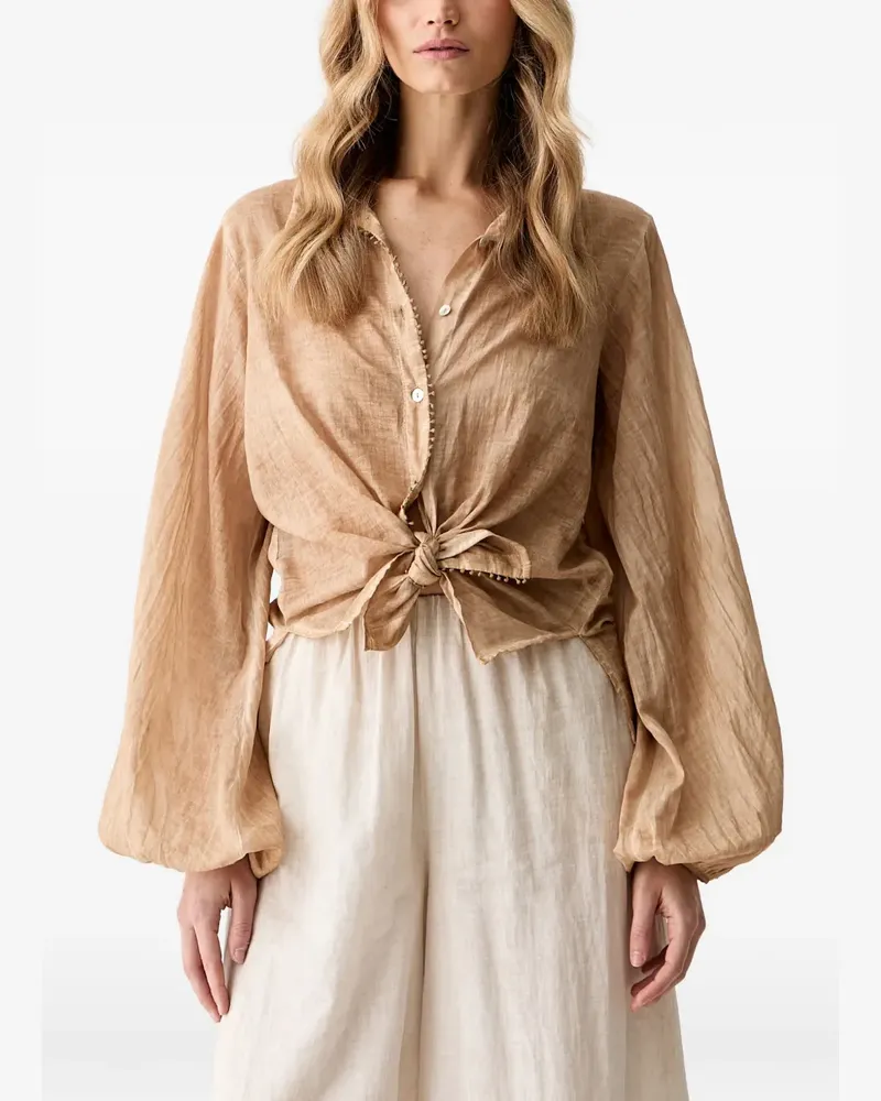 HAVEONE Bluse mit Ballonärmeln - Nude Nude