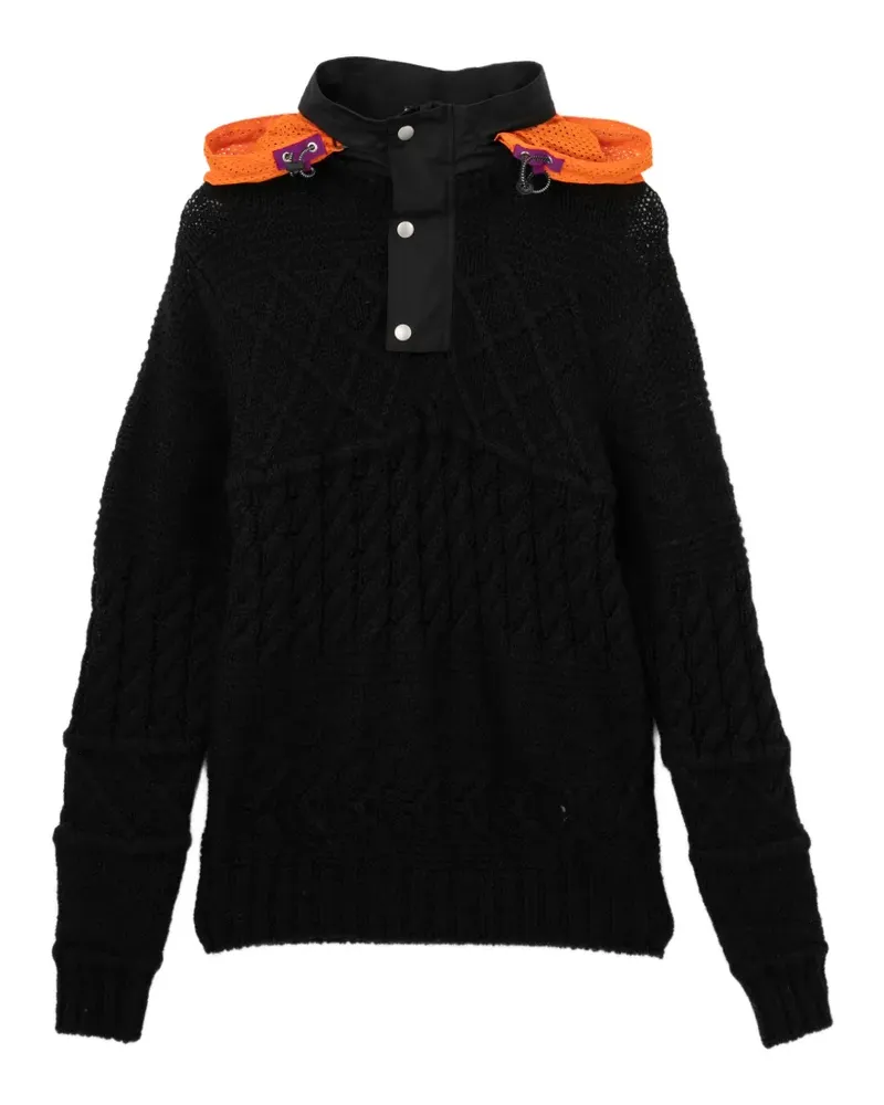 kolor Hoodie mit Zopfmuster - Schwarz Schwarz