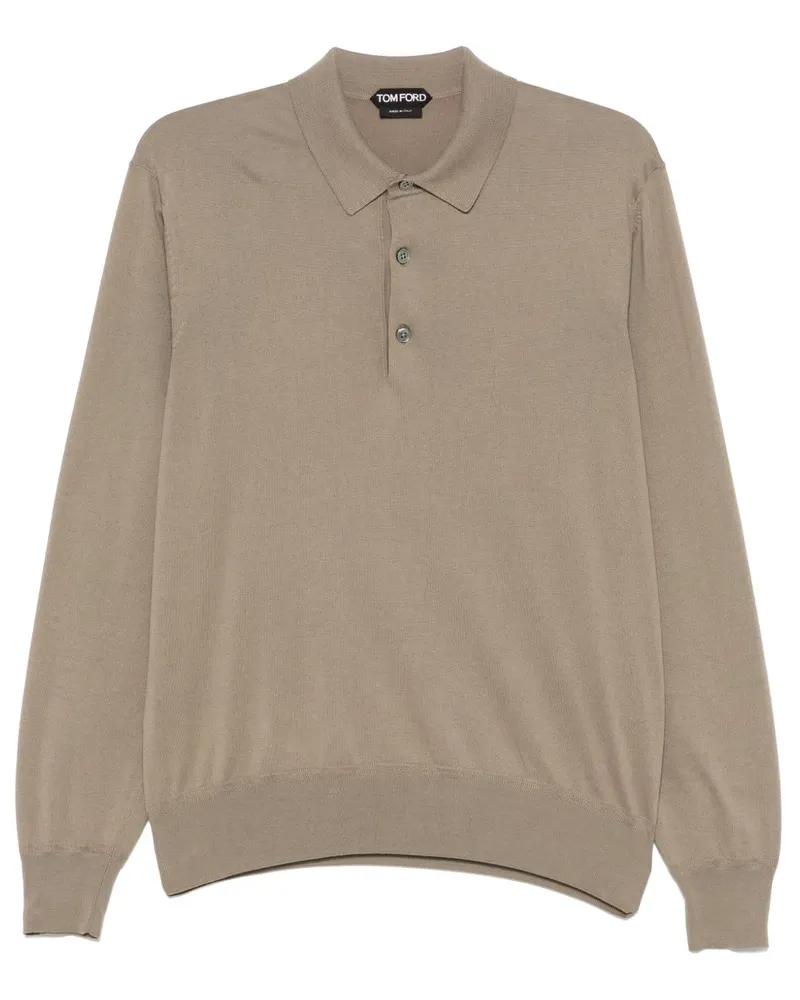 Tom Ford Fein gestricktes Poloshirt - Nude Nude