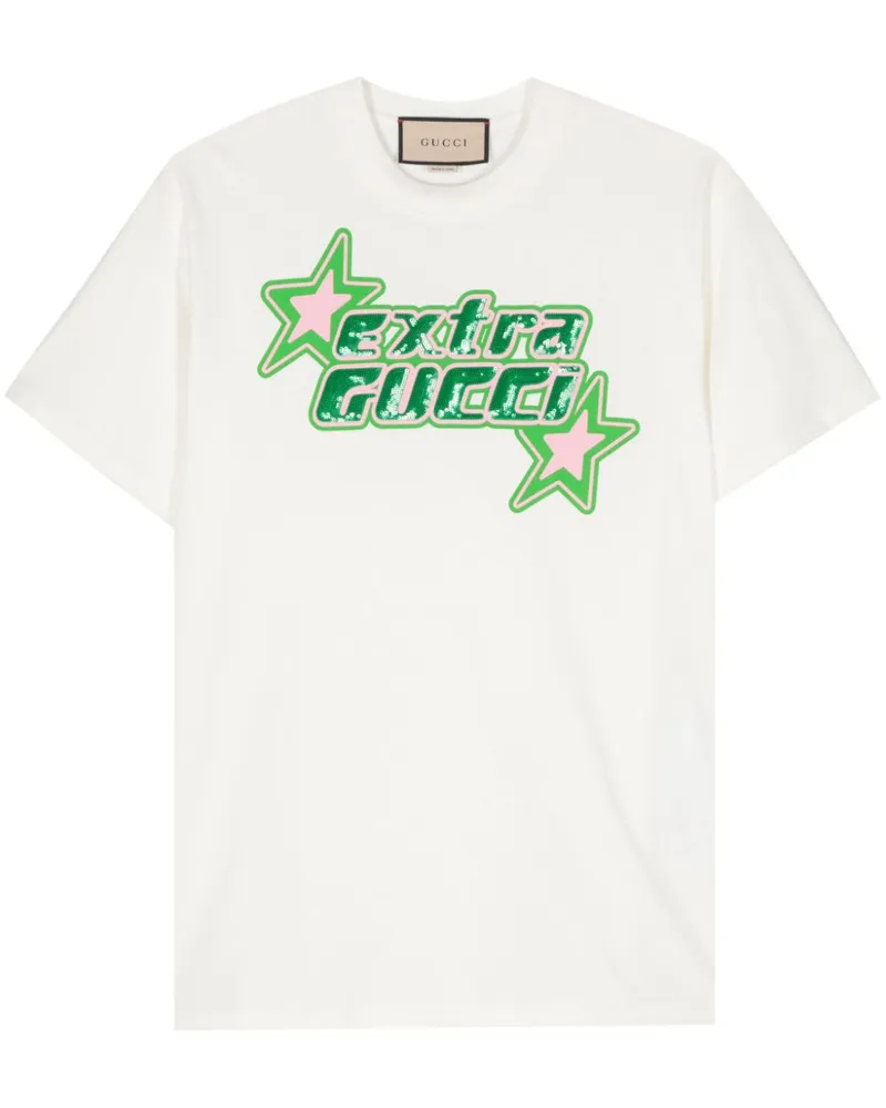 Gucci T-Shirt mit Pailletten-Logo - Weiß Weiß