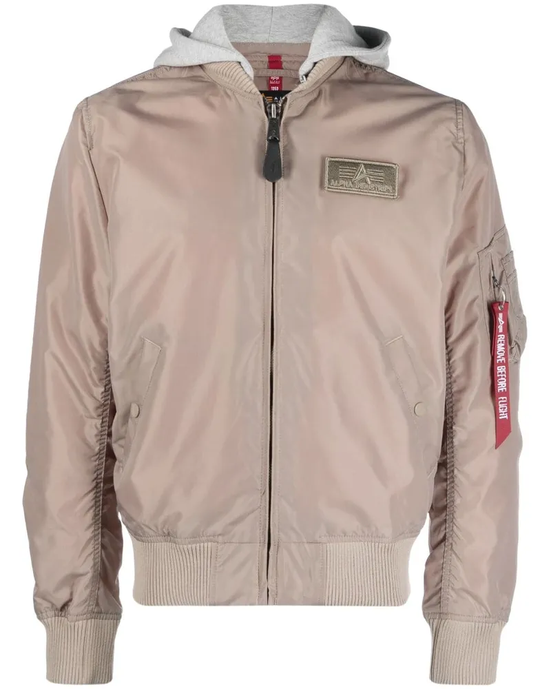 Alpha Industries Gefütterte Bomberjacke mit Logo-Patch Nude