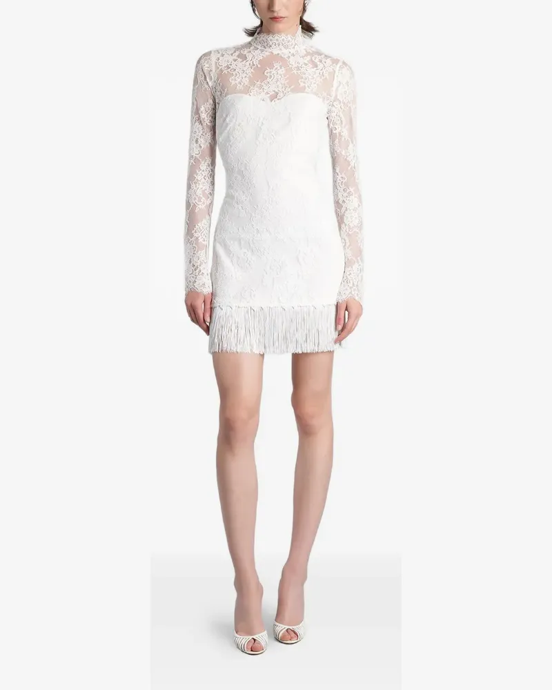 Retrofête Xylina Spitzen-Minikleid mit Fransenbesatz - Weiß Weiß