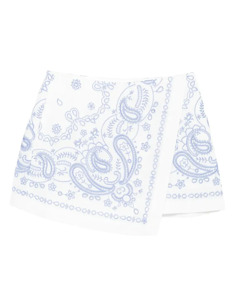 Self-Portrait paisley-enbroidered shorts - Weiß Weiß