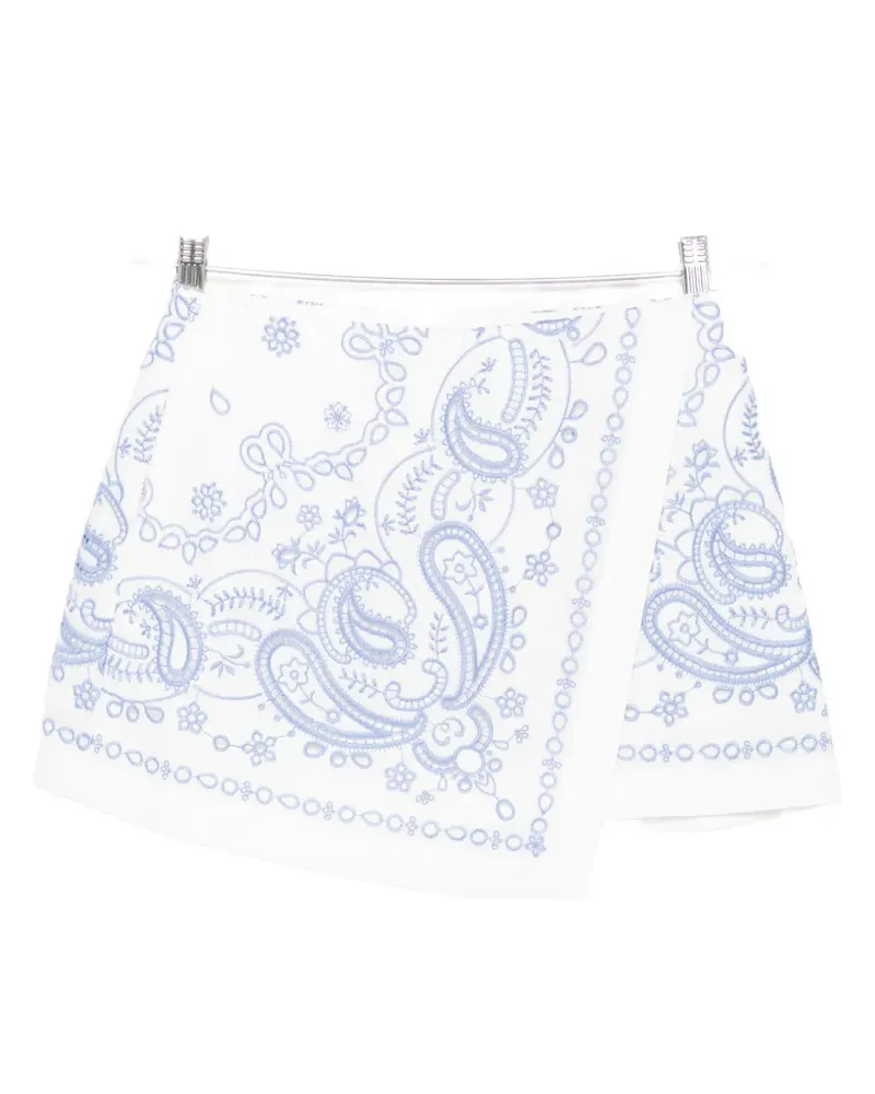 Self-Portrait paisley-enbroidered shorts - Weiß Weiß