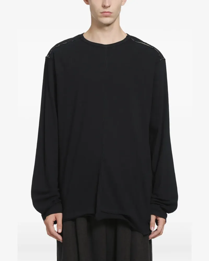 Ziggy Chen Langarmshirt mit Ziernaht - Schwarz Schwarz