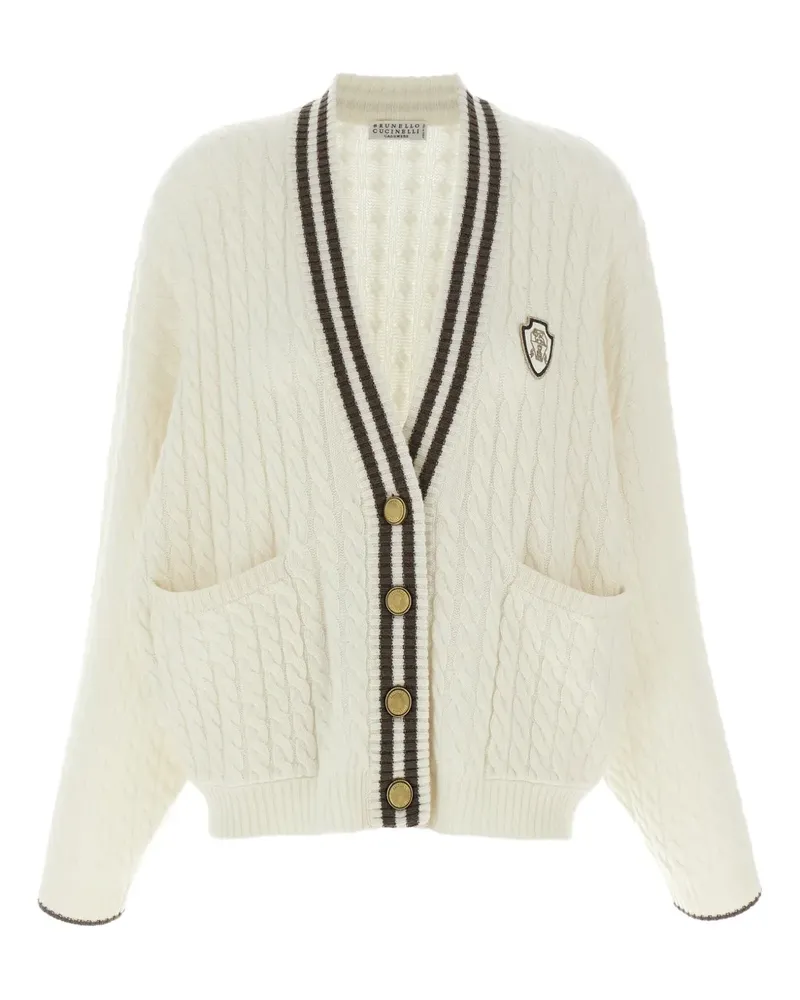 Brunello Cucinelli Cardigan mit Zopfmuster - Weiß Weiß