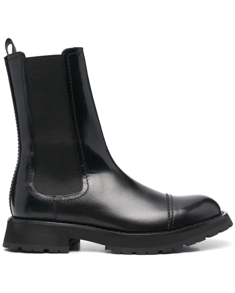 Alexander McQueen Chelsea-Boots mit Glanzoptik - Schwarz Schwarz