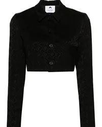 Marine Serre Cropped-Jacke aus Moon Diamant-Jacquard Schwarz