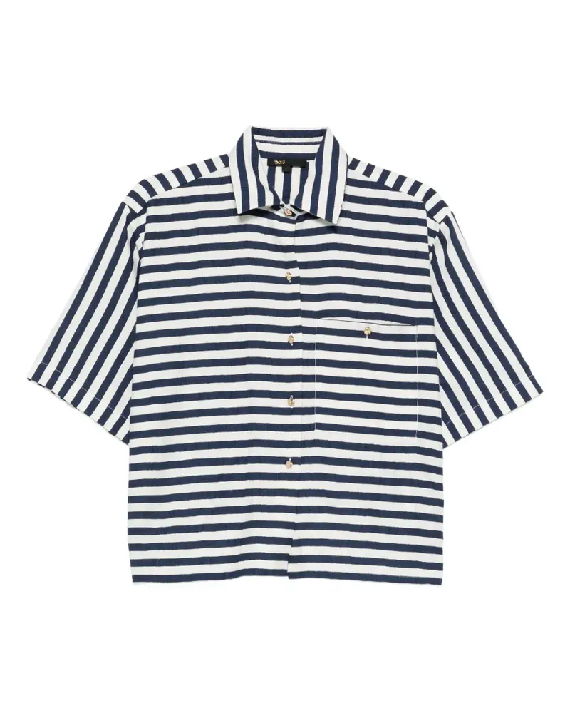 Maje Gestreiftes Hemd mit Brusttasche - Blau Blau